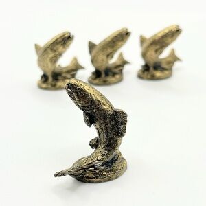 Vintage Metzke pewter & gold plated miniature trout fish Charm/figurine